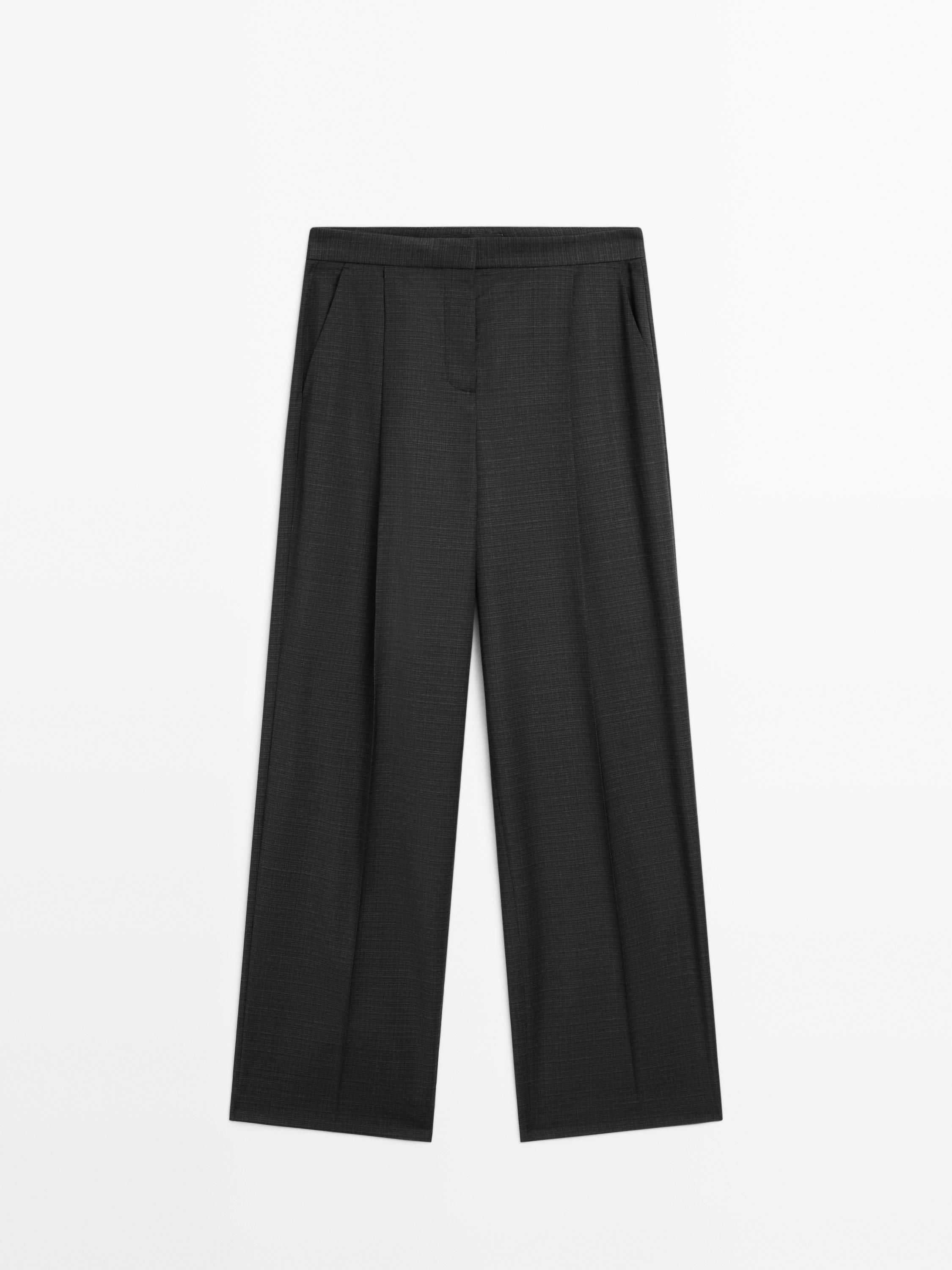 Pantalon à pinces en laine mélangée